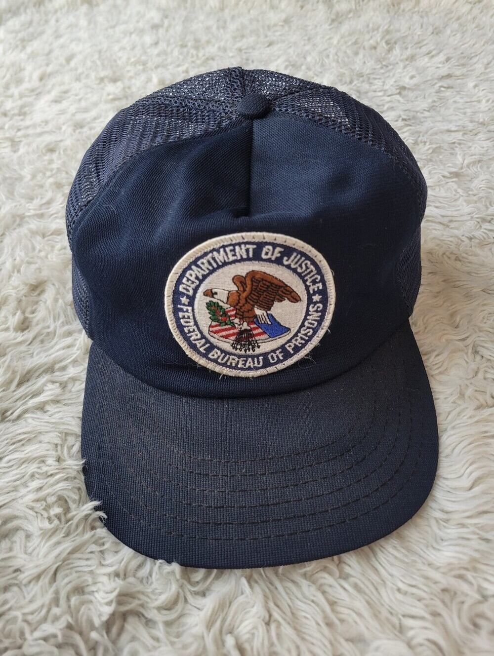 Department of Justice Federal Bureau of Prisons Hat Snapback Vintage 80s